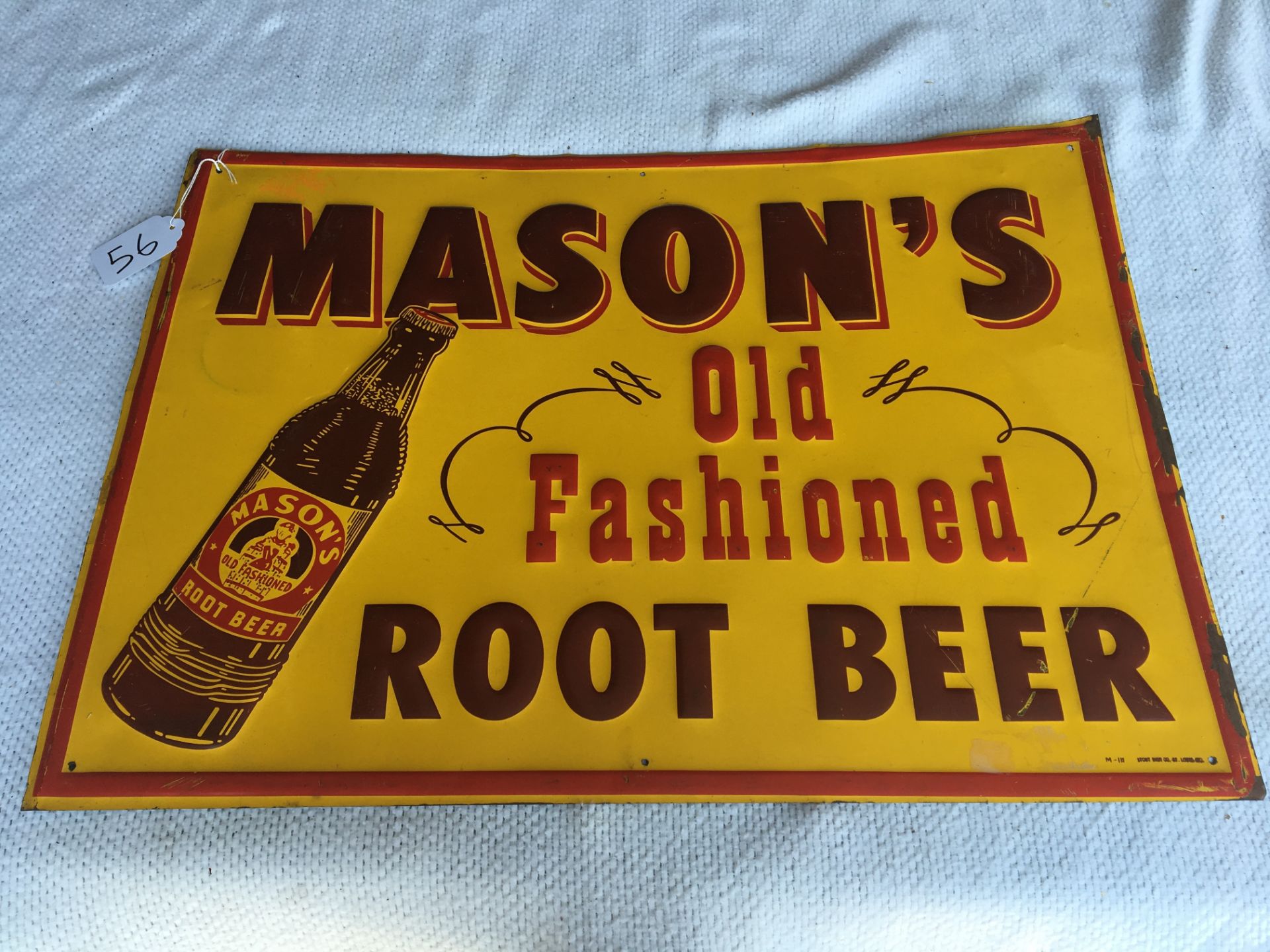 Mason Old Fashioned Root Beer, 27” x 19 ½”, Stout Sign Company