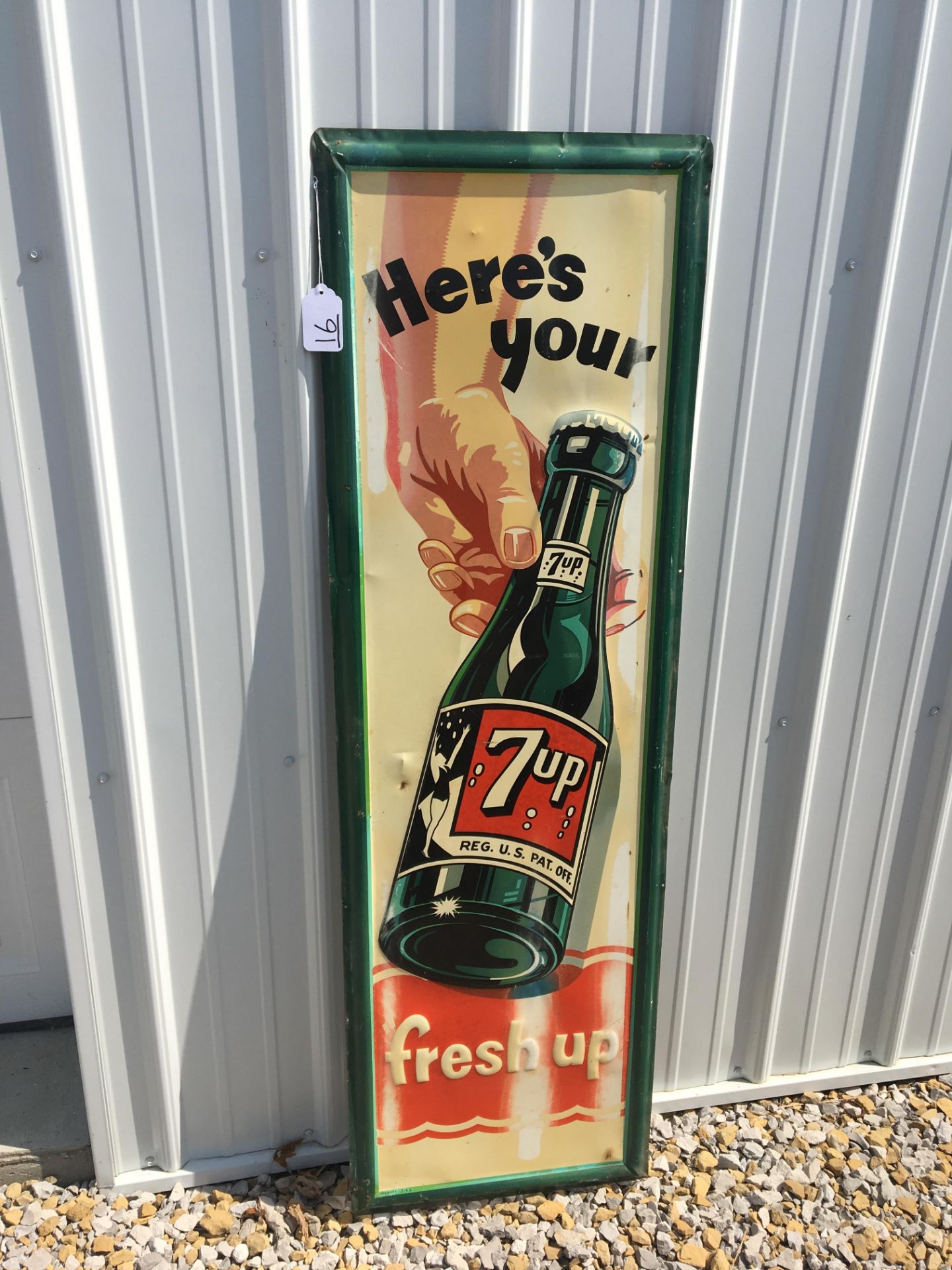 7up, 17” x 55”, Metal Sign, Stout Sign Company (7-48)