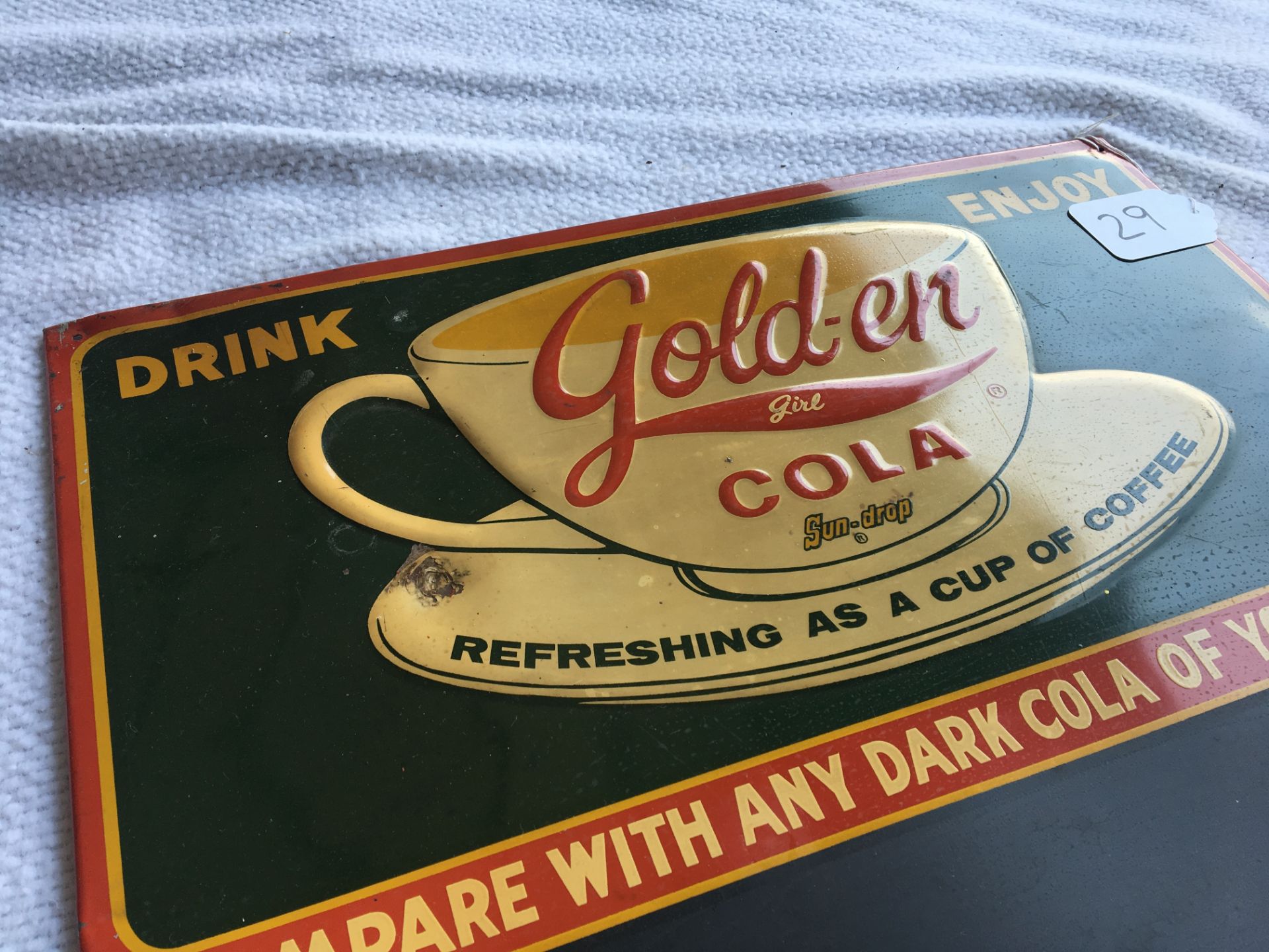 Golden Girl Cola, 19 ½” x 27 ½”, Marking Sign, Press Sign Company (6M6 – C) - Image 3 of 3