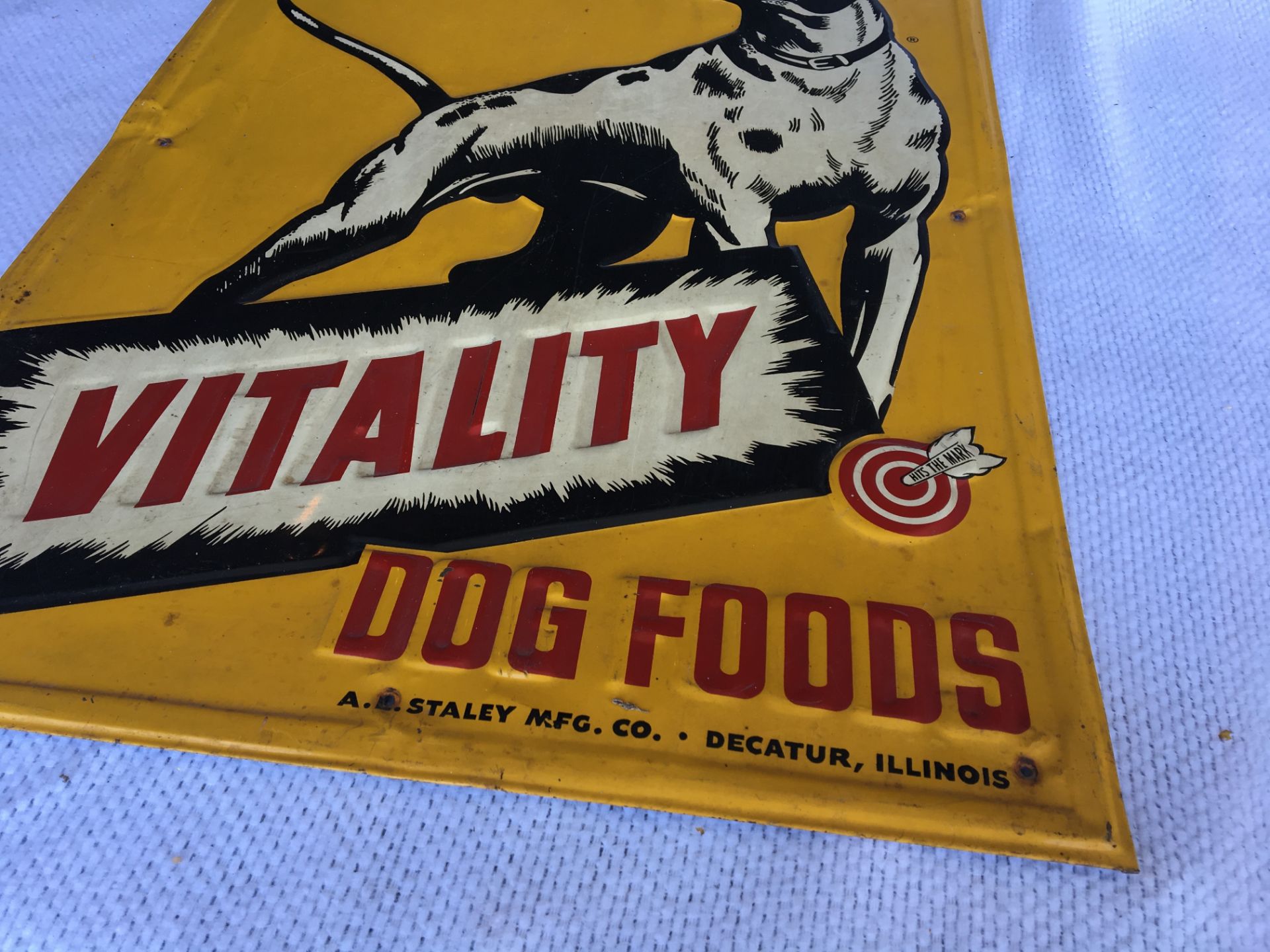 Staley's Dog Foods 19” x 27”, Metal Sign, Stout Sign Company – Decatur, IL - Image 2 of 2