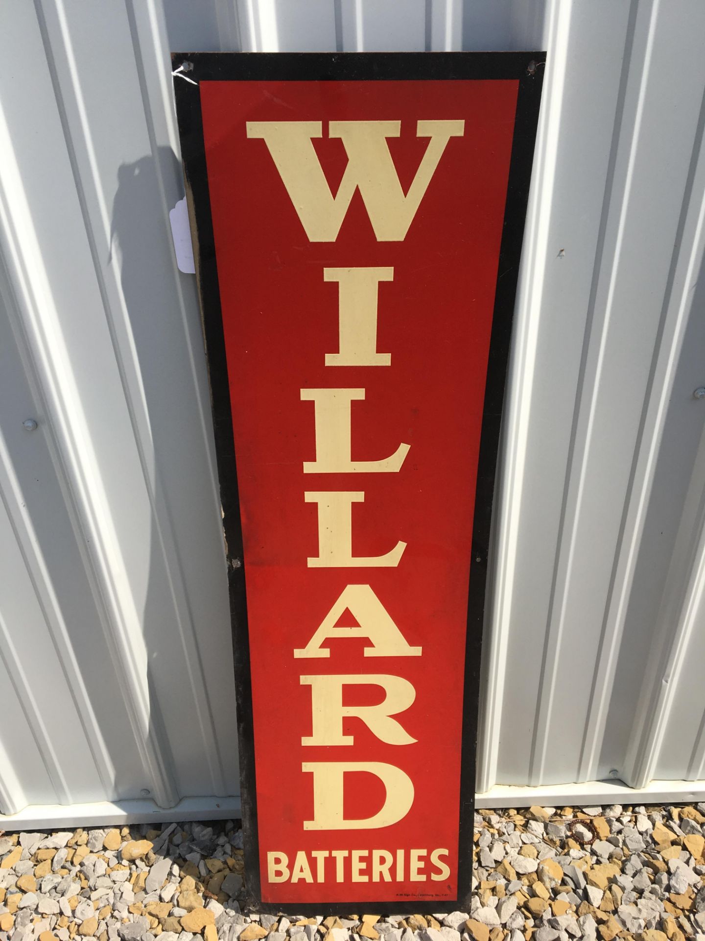 Willand Batteries, 11 ½” x 39 ½”, Metal Sign – A-M Sign Co. Lynchburg, VA. (7-47)