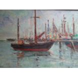 K.Heymans (1899-1974) 'Haven van Breskens', paneel, ges.en gedat 1958, 35x50cm