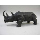 Neushoorn brons 27,5x8,5x11 cm