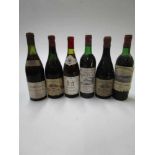 6 flessen wijn incl. Chinon 1964 1967 1979 Chateau Couteau 1973 etc