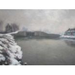 L. Clesse (1889-1961) ' Kanaal en sluis in winter', paneel, ges.,40x50cm