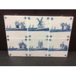 Tegel tableau van zes x blauw wit