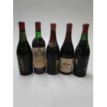 5 flessen wijn incl. Chinon 1964 Chateau Saransot Dupre 1978