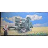 Monogram S.P.59 ' Zeeuwse boer op combine met boerin',60x120cm,niet ingelijst