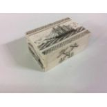 Doosje met afbeelding van de walvisvaart, ca 10x6x4cm