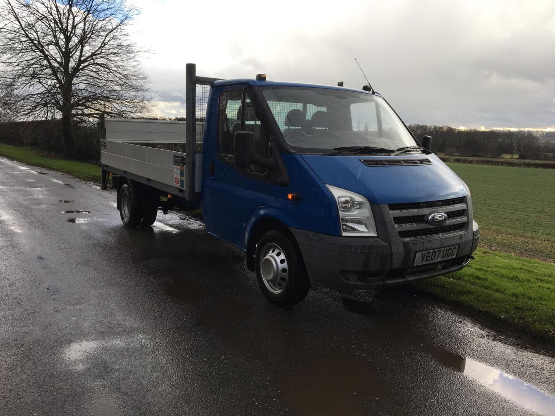 2007/07 REG FORD TRANSIT 115 T350L RWD DIESEL BLUE DROPSIDE LORRY WITH TAIL LIFT *NO VAT* - Image 4 of 12