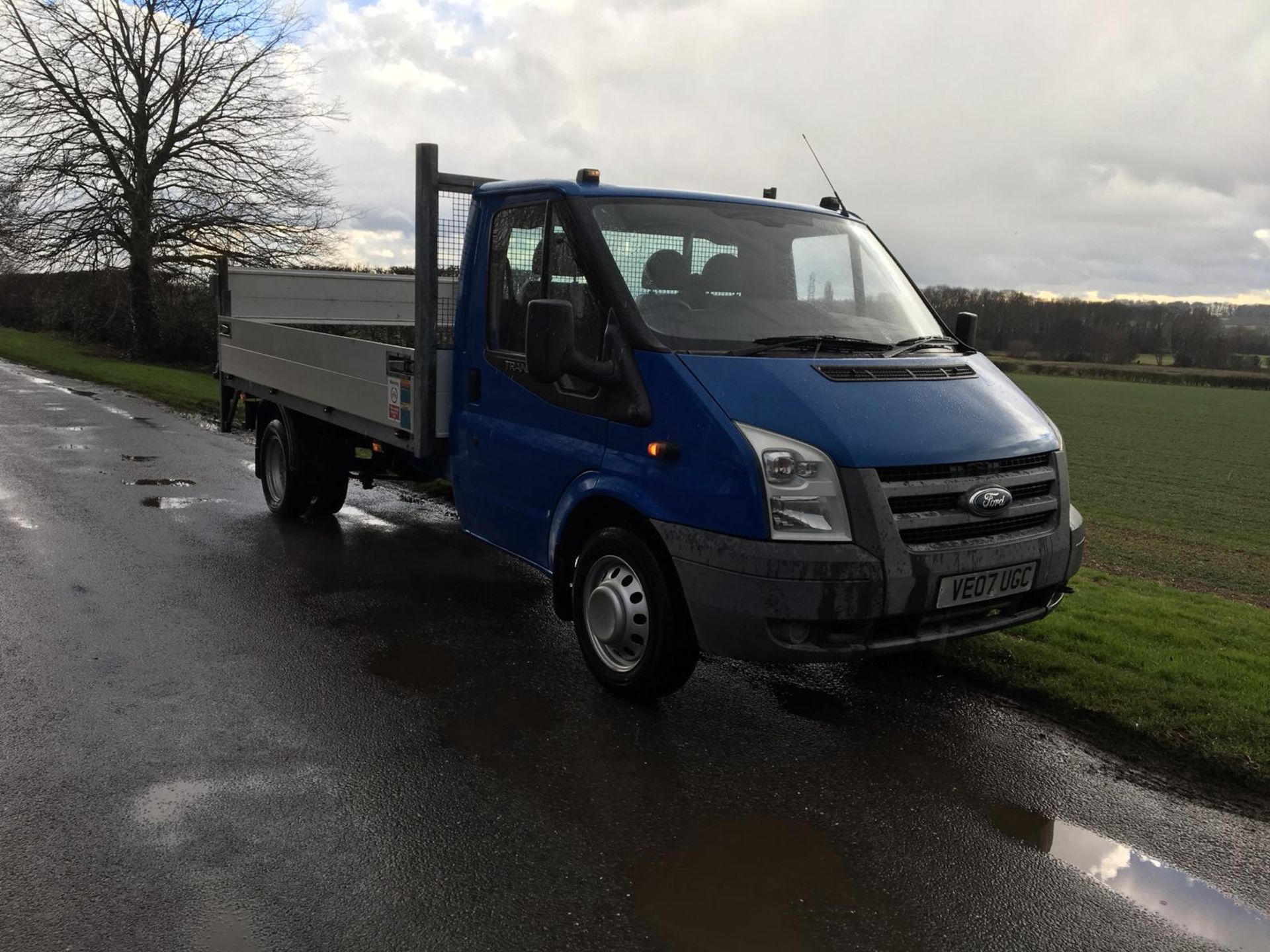 2007/07 REG FORD TRANSIT 115 T350L RWD DIESEL BLUE DROPSIDE LORRY WITH TAIL LIFT *NO VAT*