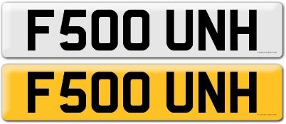 F500 UNH CHERISHED NUMBER PLATE