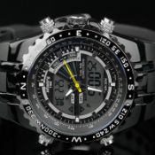 MENS INFANTRY LCD BLACK DIGITAL QUARTZ WRIST WATCH CHRONOGRAPH STAINLESS STEEL