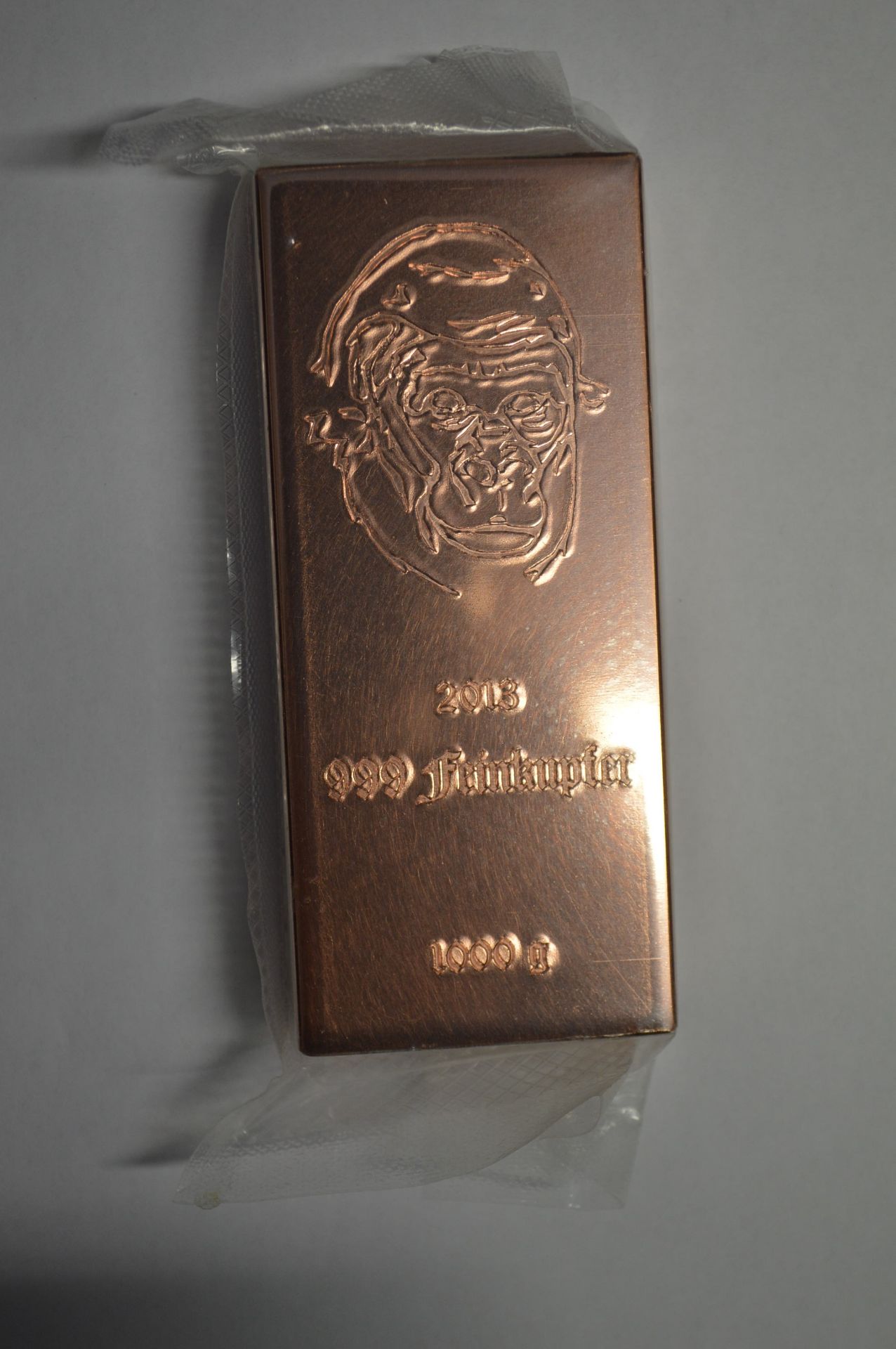 GENUINE .999 = 99.9% PURE COPPER BULLION 1KG - GORILLA FACE!