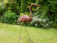 SMALL RUSTY BIRD GARDEN FEATURE