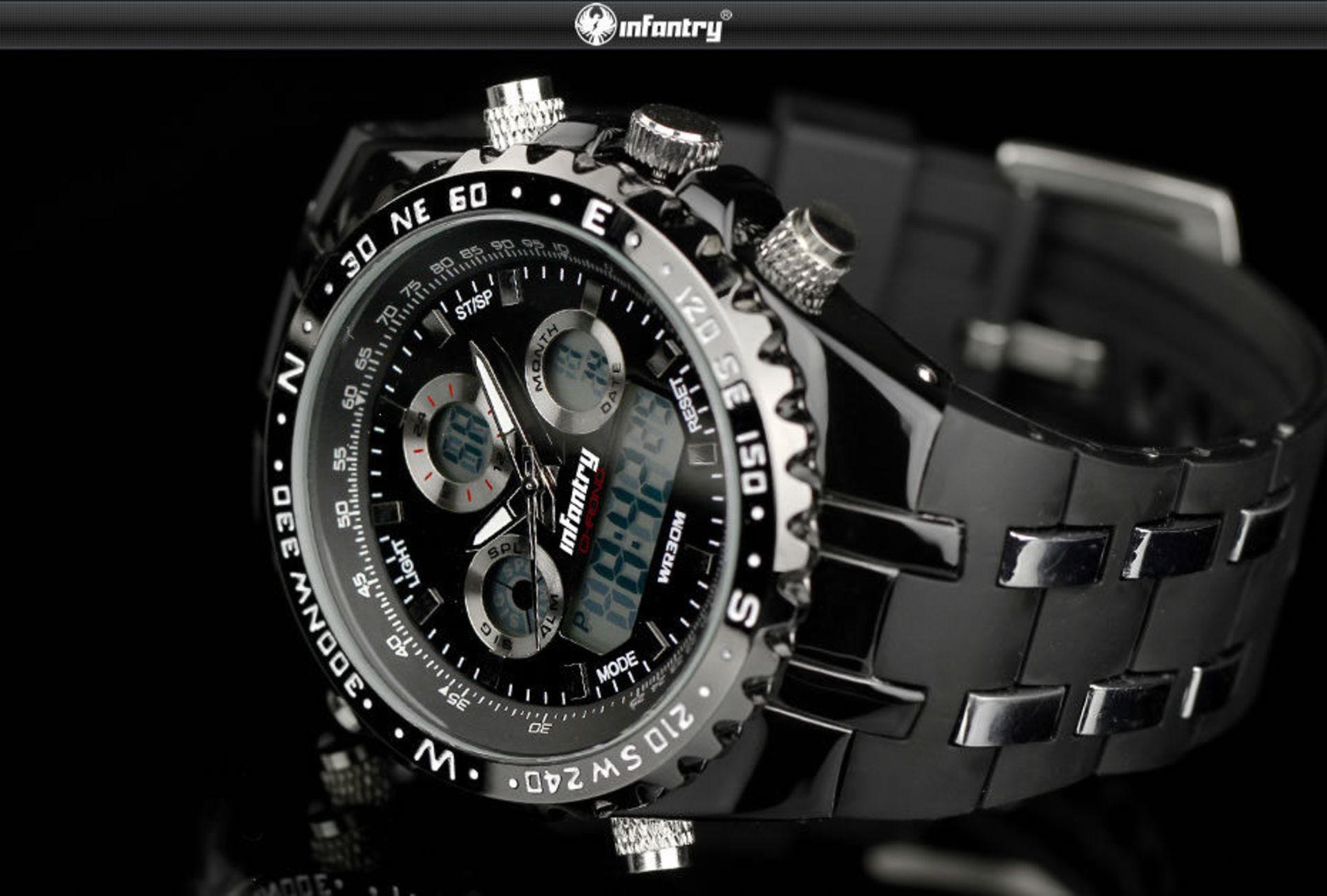 MENS ARMY BLACK INFANTRY DIGITAL QUARTZ WRIST WATCH RUBBER STRAP *NO VAT* - Image 4 of 9