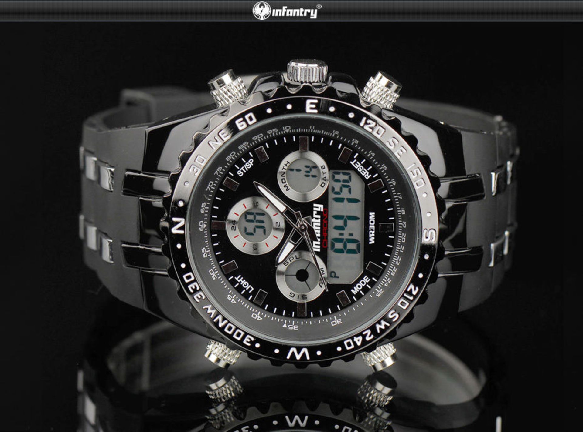 MENS ARMY BLACK INFANTRY DIGITAL QUARTZ WRIST WATCH RUBBER STRAP *NO VAT* - Image 3 of 9