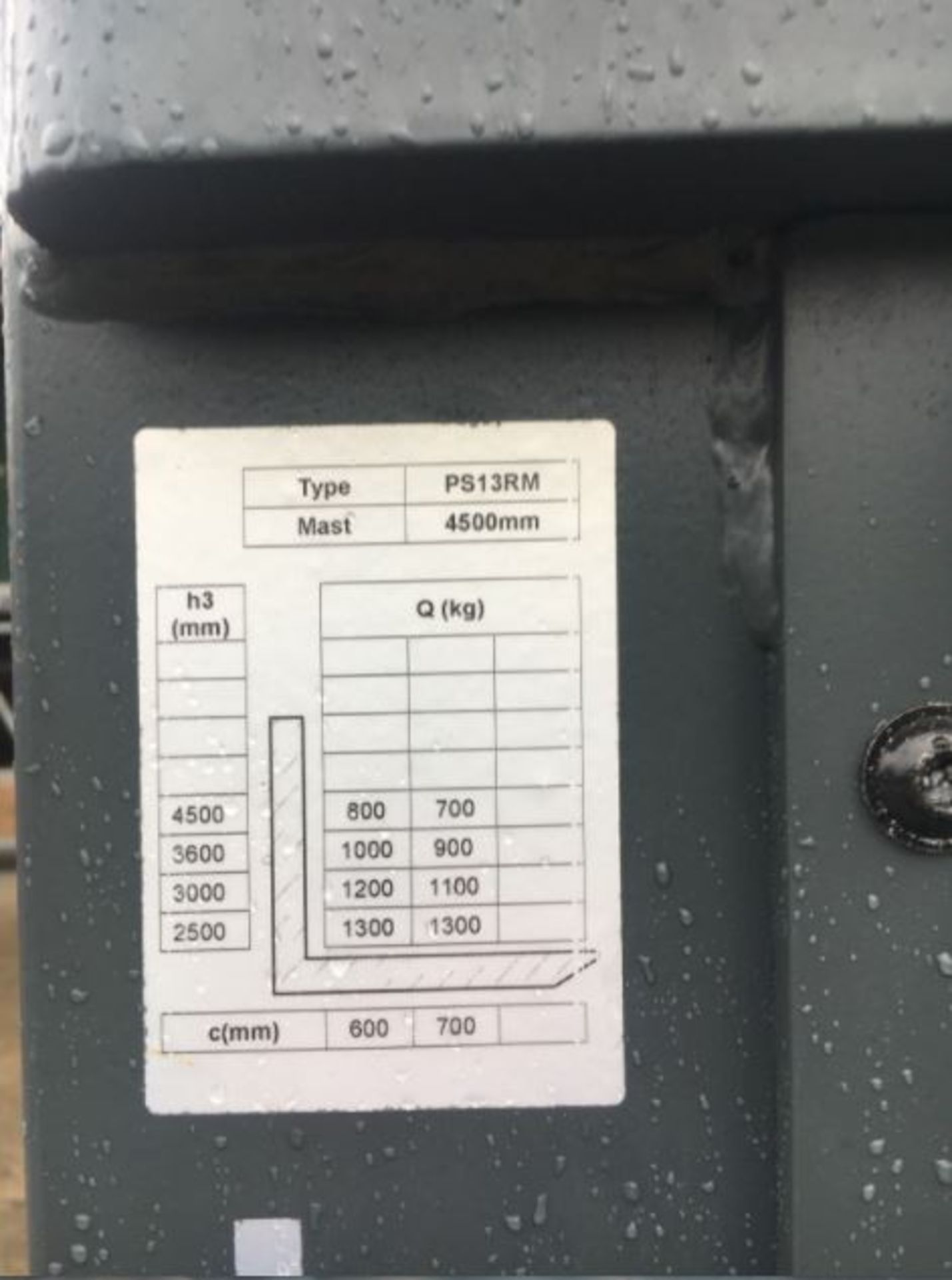 2017 NOBLELIFT PS13RM FORKLIFT 1300KG TRIPLE MAST 4500MM *PLUS VAT* - Image 8 of 8