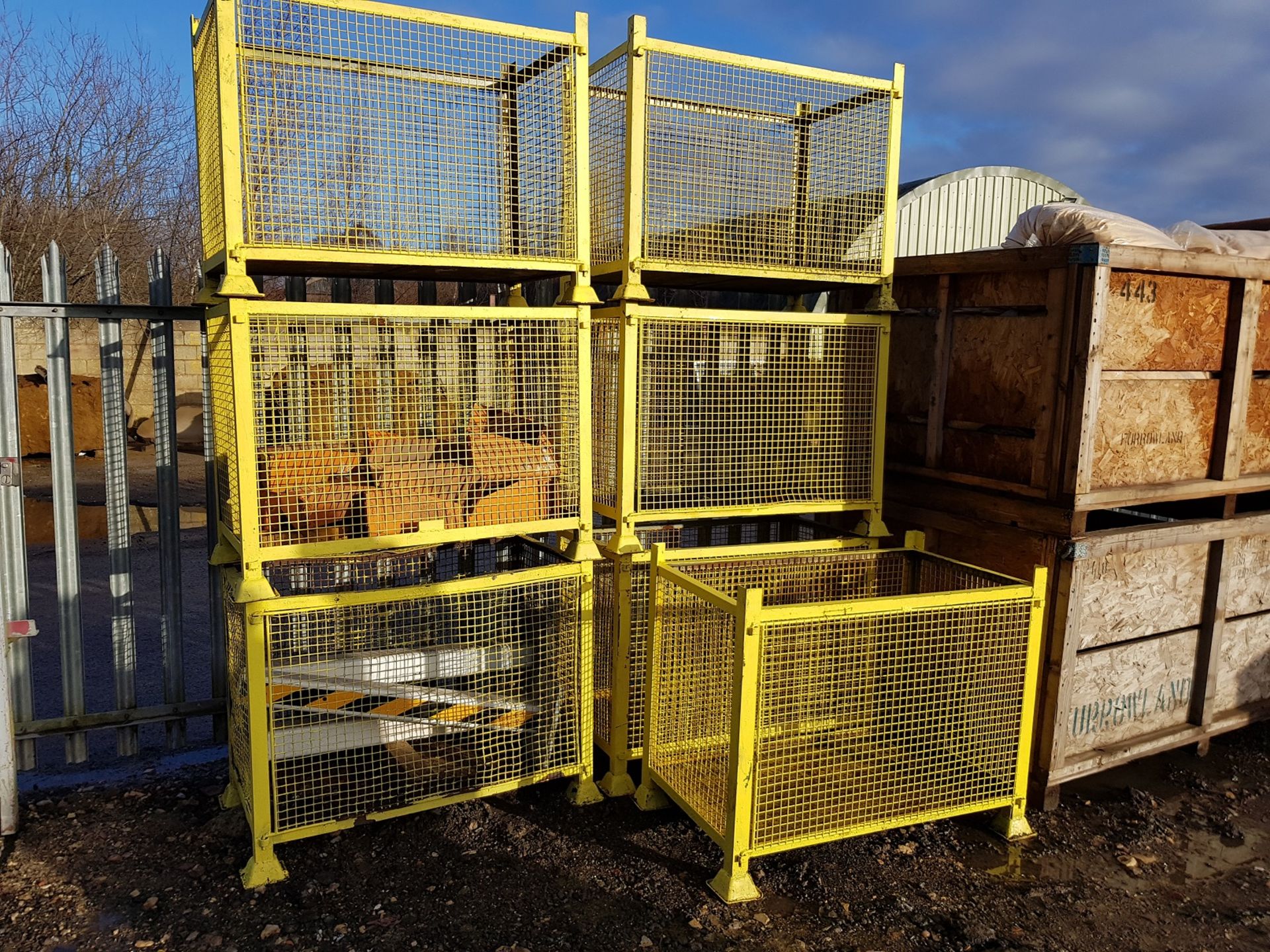 X9 YELLOW MESH STILLAGES IN TOTAL - IDEAL FOR STORAGE / LOGS ETC. *PLUS VAT*