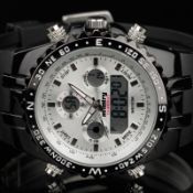 MENS INFANTRY ARMY WHITE SPORT DIGITAL QUARTZ WRIST WATCH CHRONOGRAPH RUBBER STRAP