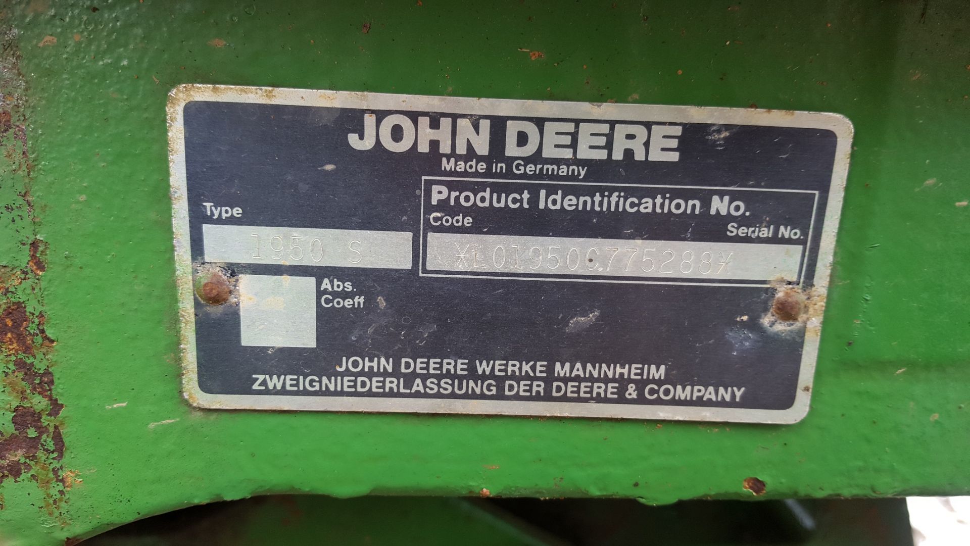 1993 JOHN DEERE 1950 4WD GREEN/YELLOW DIESEL AGRICULTURAL TRACTOR *PLUS VAT* - Image 6 of 13