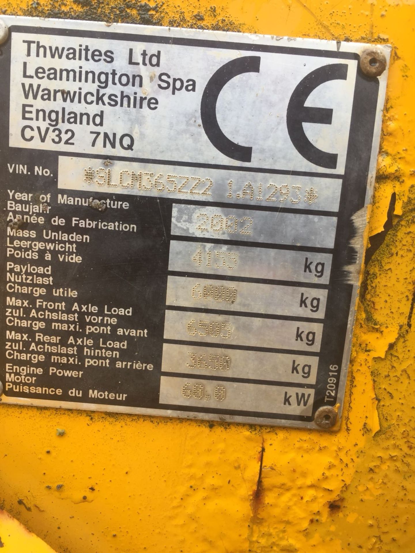 2002 THWAITES 6 TONNE DUMPER *PLUS VAT* - Image 11 of 15