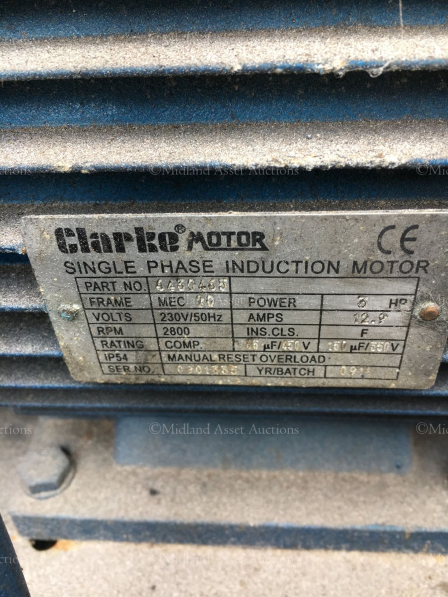 CLARKE SE15C150 240V 3HP ELECTRIC POWERED INDUSTRIAL AIR COMPRESSOR *PLUS VAT* - Image 6 of 6