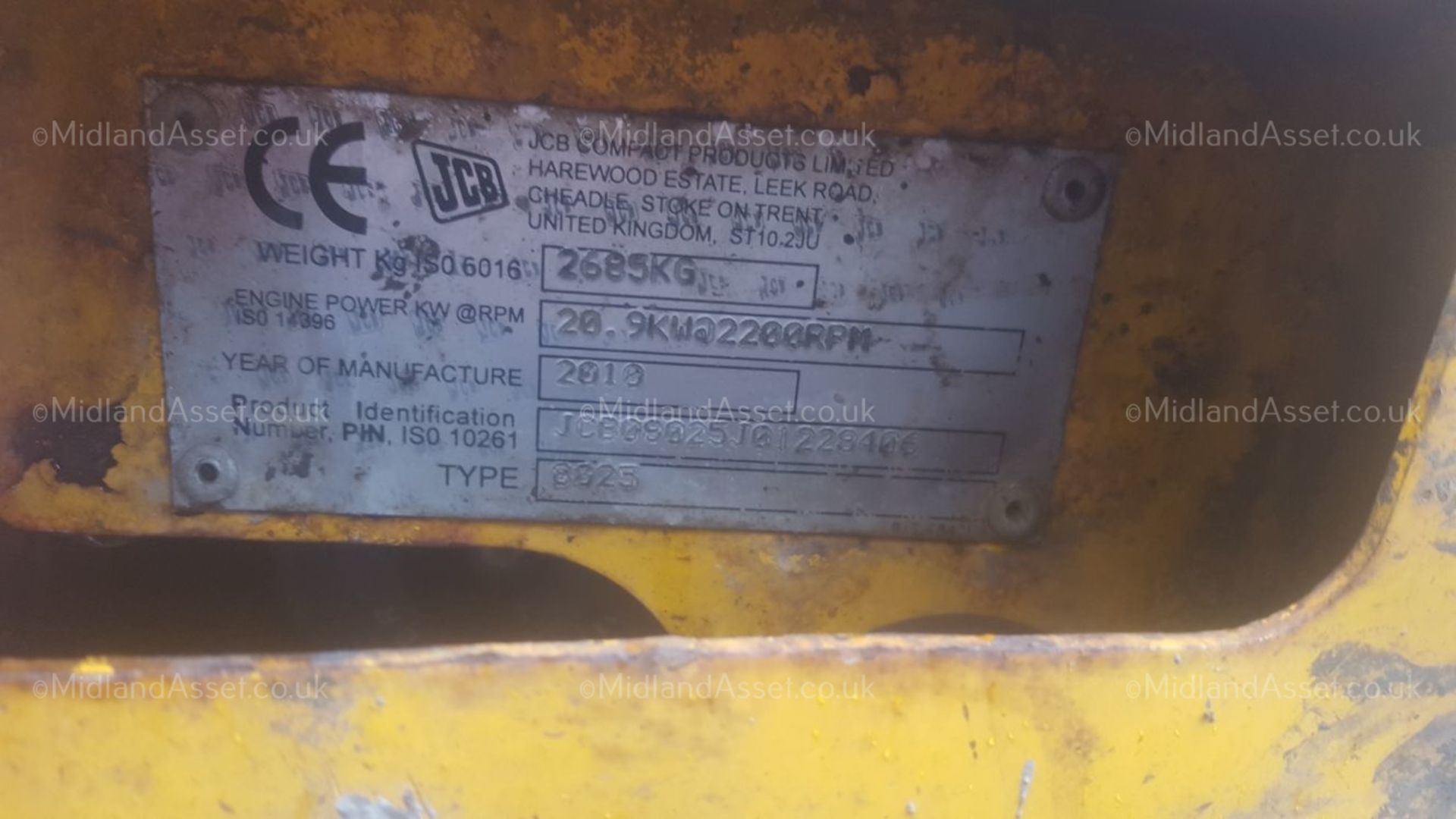 2010 JCB 8025 TRACKED MINI DIGGER / EXCAVATOR ZERO SWING *PLUS VAT* - Image 7 of 8