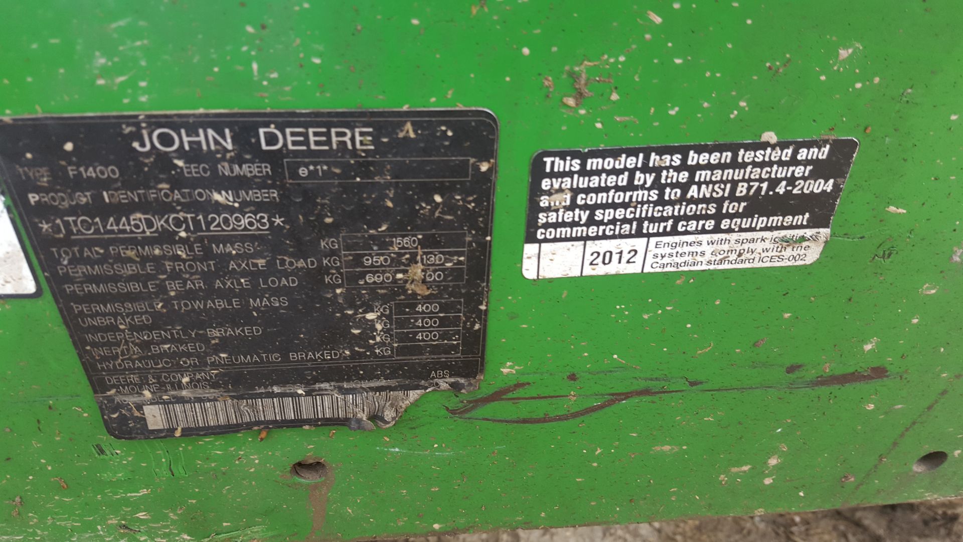 2012 JOHN DEERE 1445 4WD SERIES 2 RIDE ON LAWN MOWER, FLAT BATTERY BUT WORKS AS IT SHOULD *PLUS VAT* - Image 5 of 5