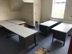 Room 33 5 modern grey desks, carpet tiles, - complete room