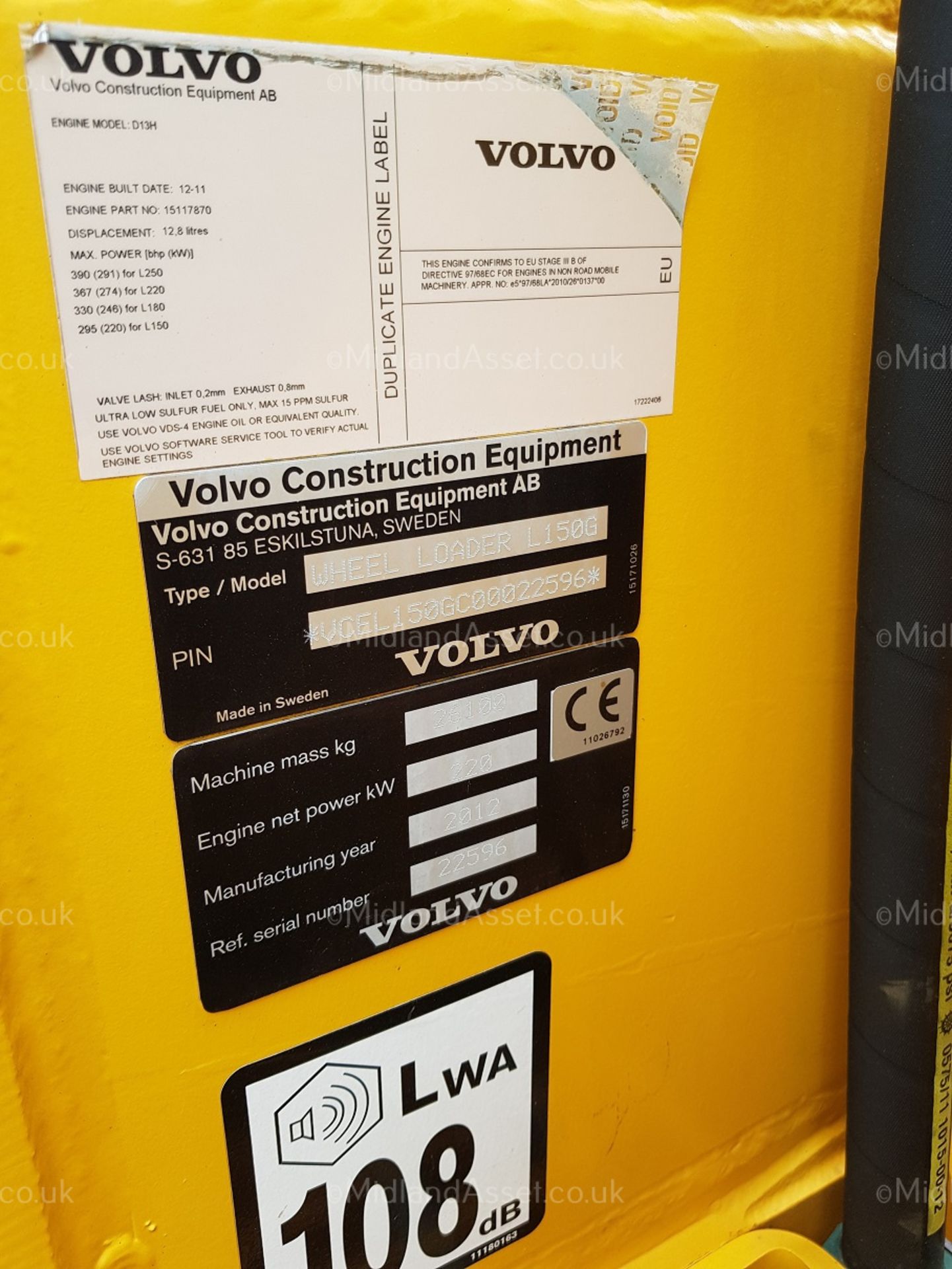 2012 VOLVO L150G YELLOW DIESEL LOADING SHOVEL, STARTS, DRIVES AND TIPS AS IT SHOULD *PLUS VAT* - Image 16 of 24