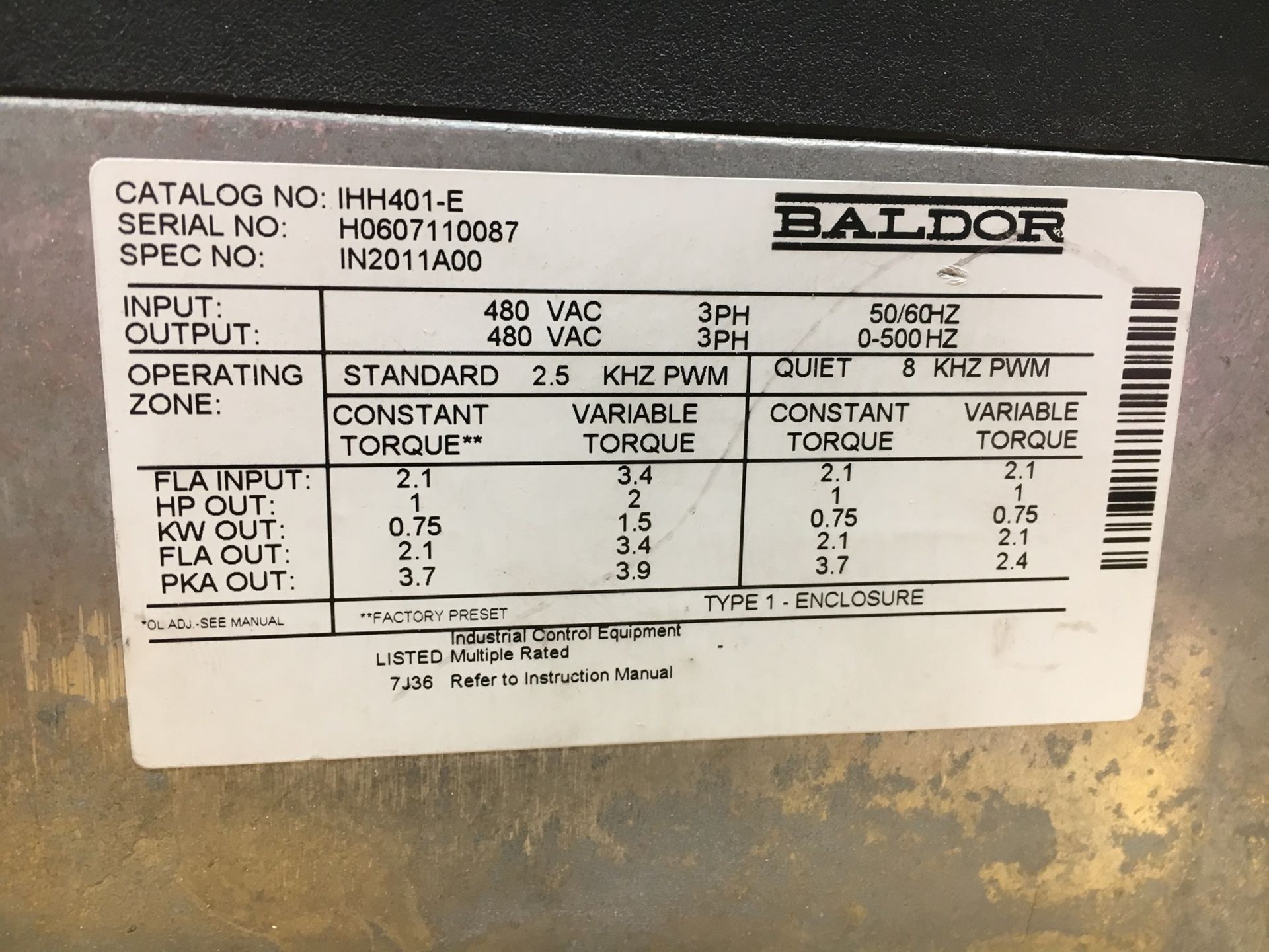 BALDOR H2 INVERTER DRIVE (IHH401-E), NO RESERVE *PLUS VAT* - Image 5 of 7