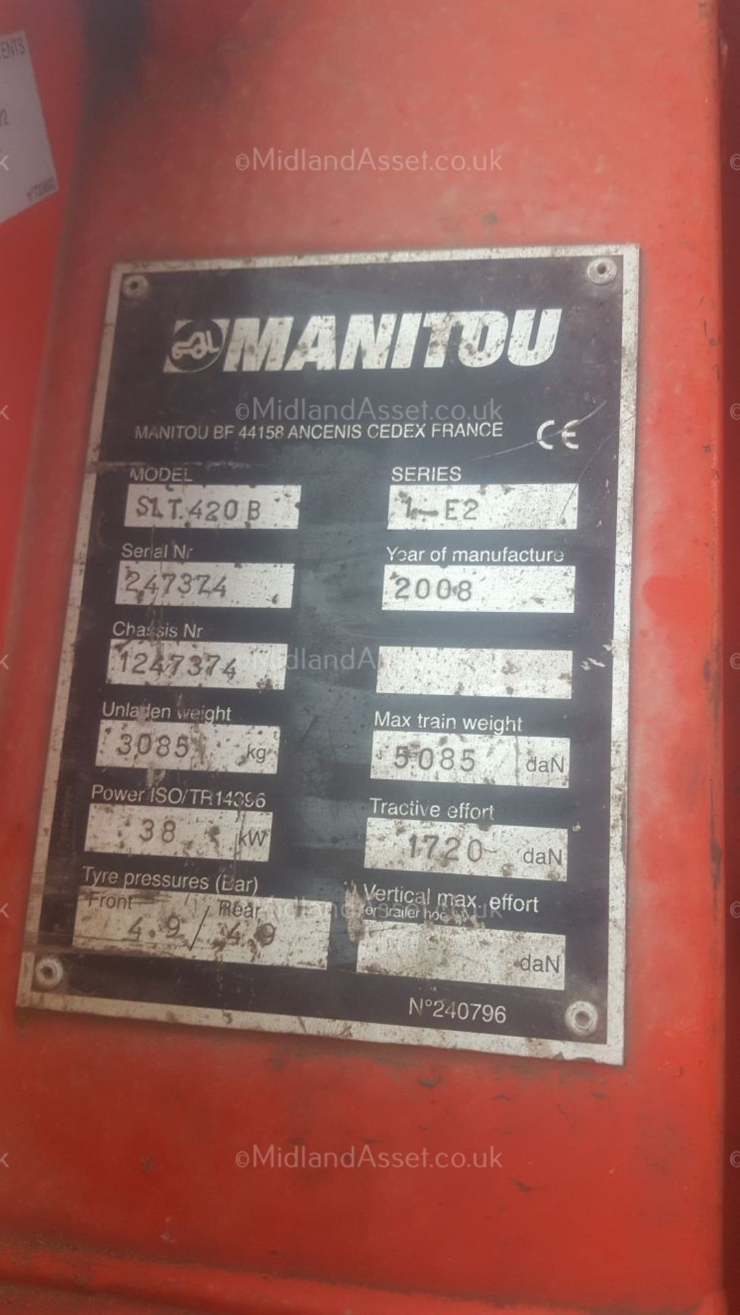 2008 MANITOU SLT420 B TWISCO TELEHANDLER, STARTS, DRIVES, LIFTS AND TIPS *PLUS VAT* - Image 6 of 10