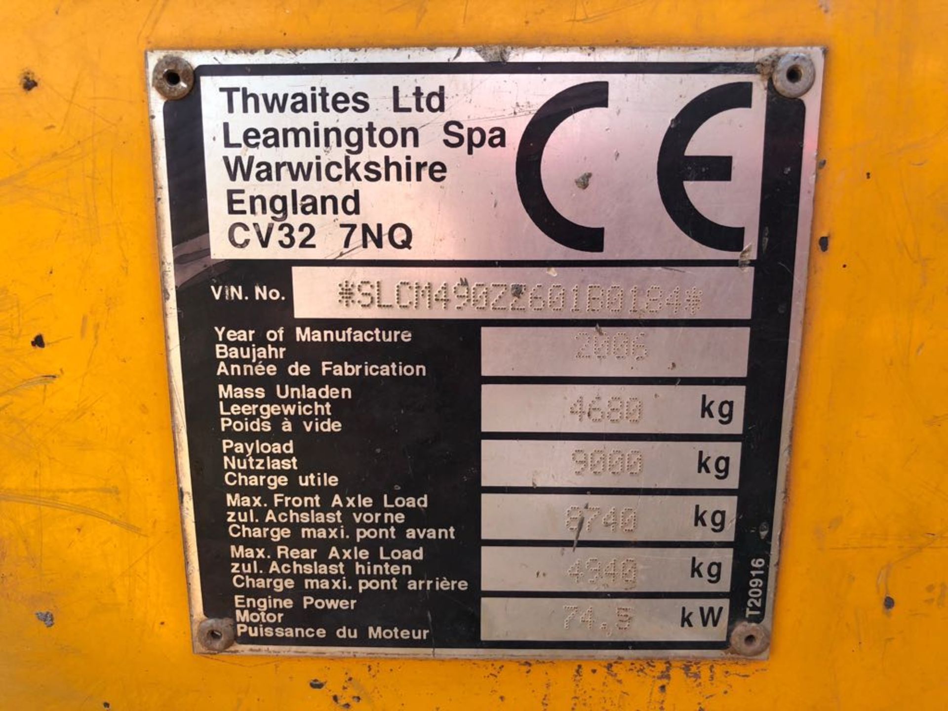 2006 THWAITES 9 TONNE DUMPER *PLUS VAT* - Image 7 of 7