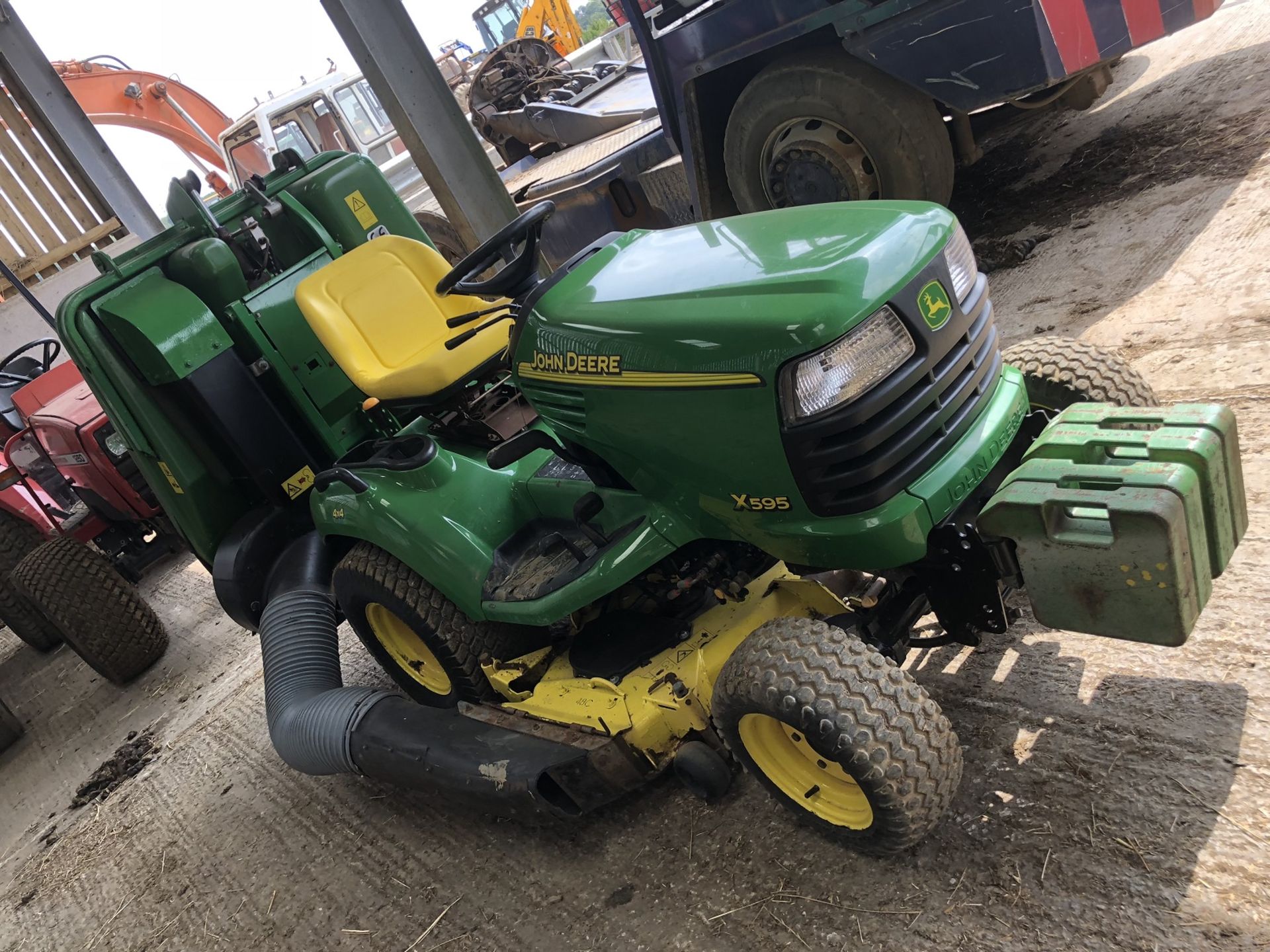 JOHN DEERE X595 RIDE ON DIESEL LAWN MOWER, IN WORKING ORDER *PLUS VAT*