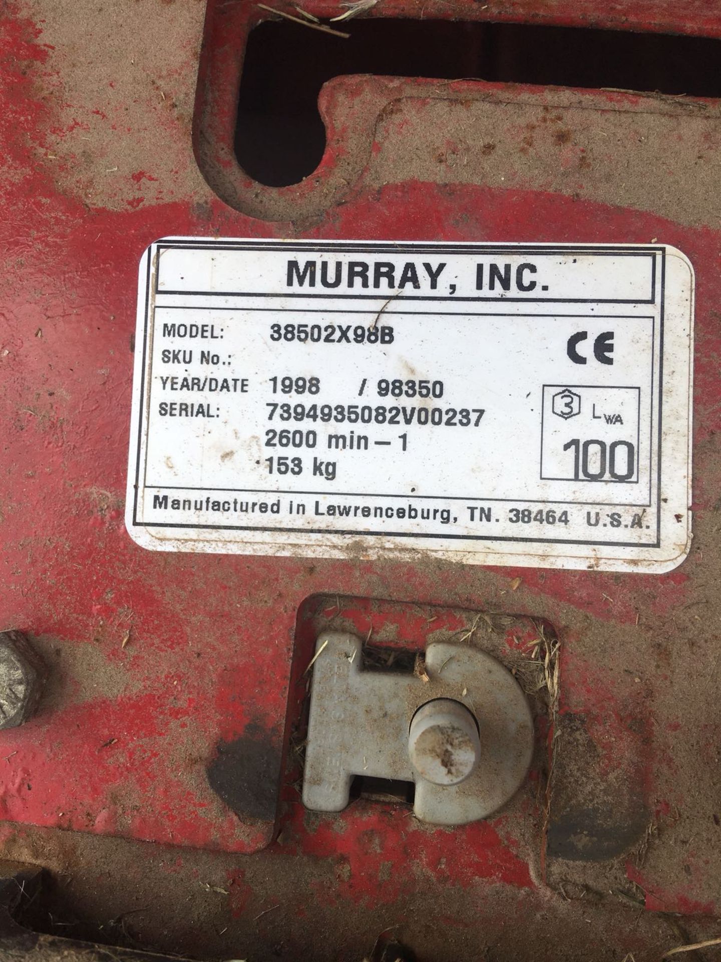 1998 MURRAY 125/96 RIDE ON LAWN MOWER *NO VAT* - Image 7 of 12