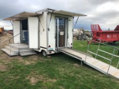 MOBILE OFFICE / EXHIBITION TRAILER C/W RAMPS, STEPS, GENERATOR, MAINS ELECTRIC HOOK UP, KITCHEN ETC