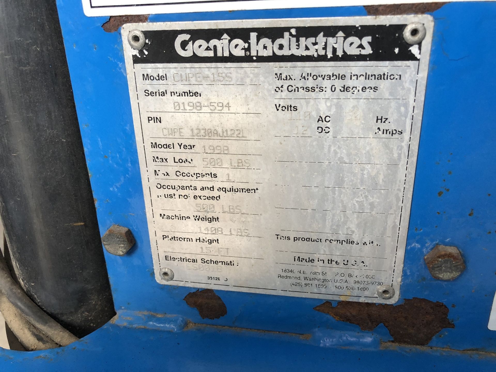 GENIE CWPE-15S SUPER SERIES COMPACT WORK PLATFORM 15FT LIFT HEIGHT *NO VAT* - Image 5 of 14