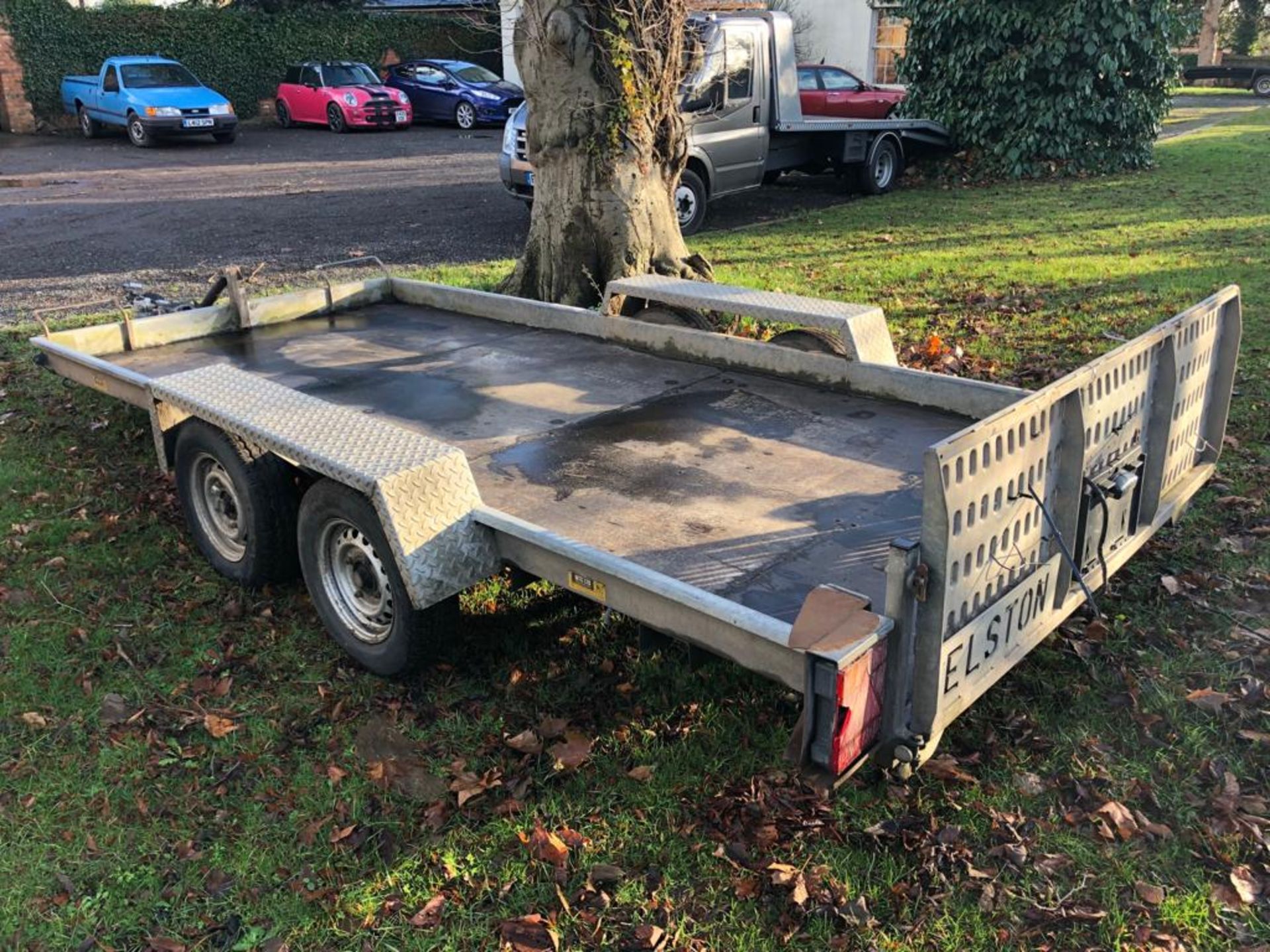 ELSTON 14FT TILT BED TWIN AXLE PLANT TRAILER ON 16" WHEELS, NO JOCKEY WHEEL *PLUS VAT* - Image 3 of 5