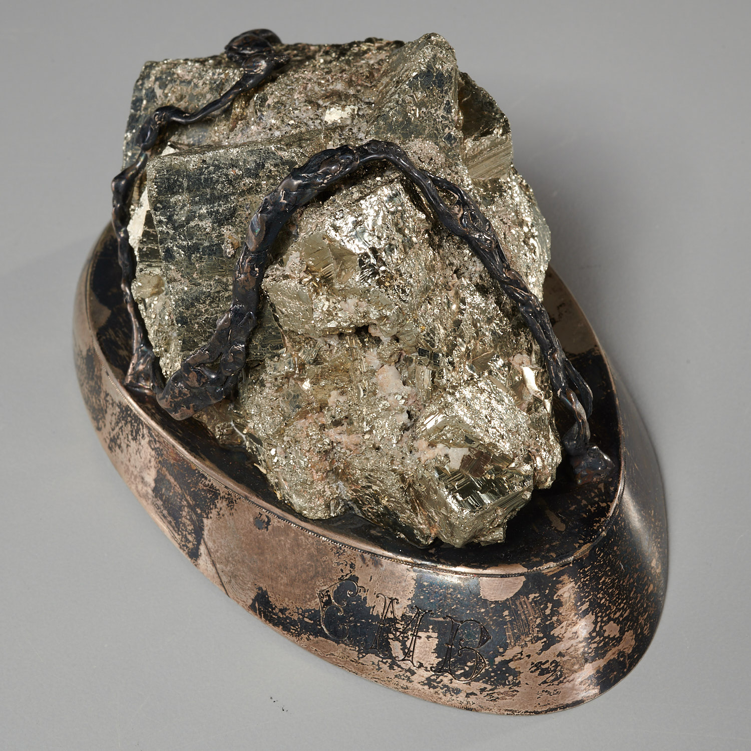 Pyrite and sterling commemorative paperweight - Image 2 of 8