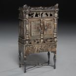 Dutch silver miniature cabinet-on-stand