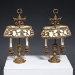 Pair European Neoclassic bronze table lamps