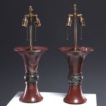 Pair Angelo Donghia custom marble table lamps