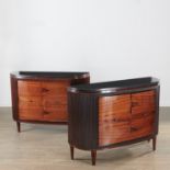 Pair Art Deco demilune cabinets