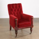 William IV carved walnut lounge chair