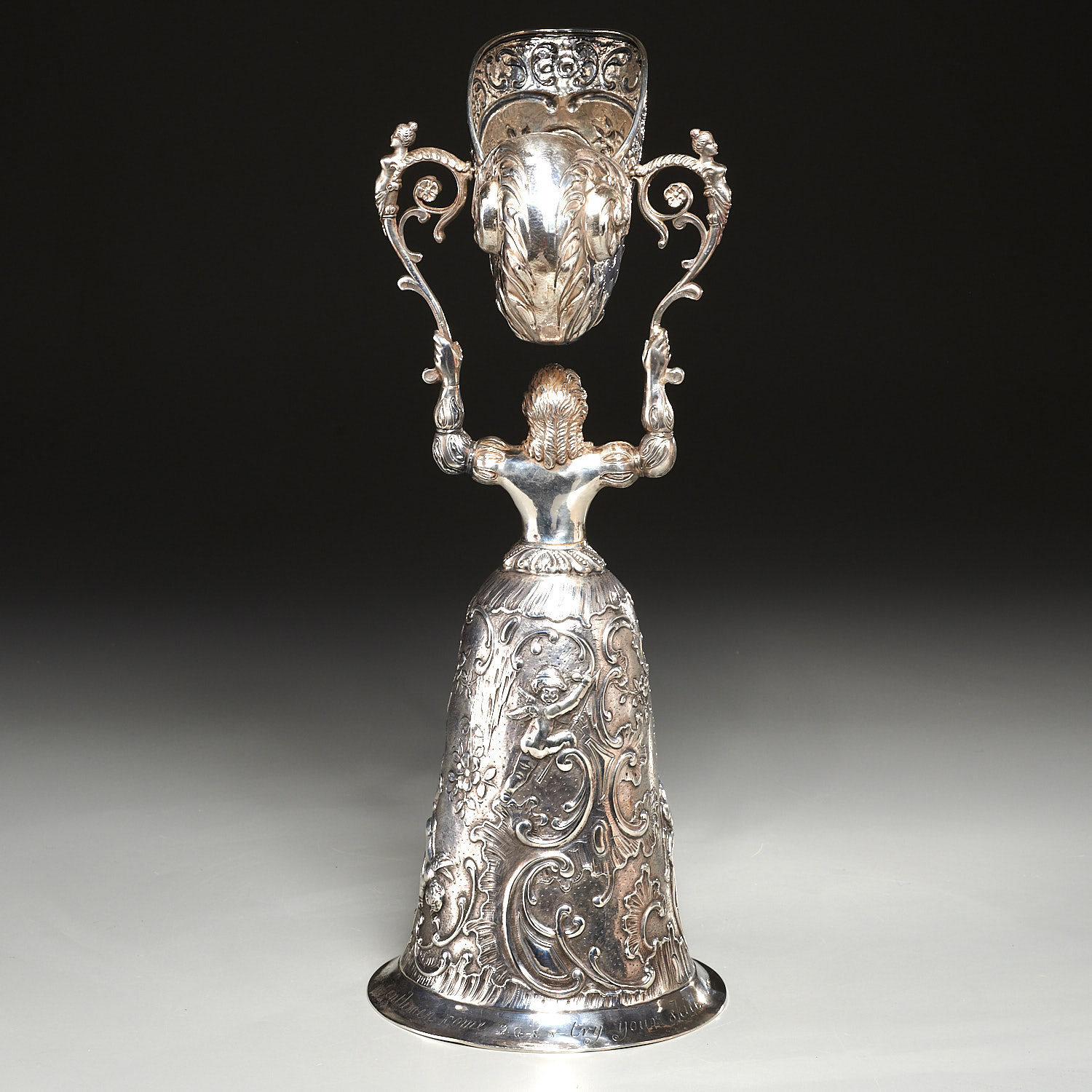 Large and elaborate silver wedding wager cup - Image 5 of 10