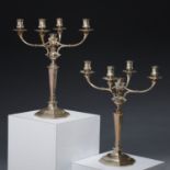 Monumental pair English sterling candelabra