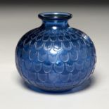 R. Lalique blue glass "Grenade" vase