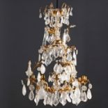 Louis XV style bronze and rock crystal chandelier