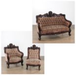 Karpen Art Nouveau carved parlor set